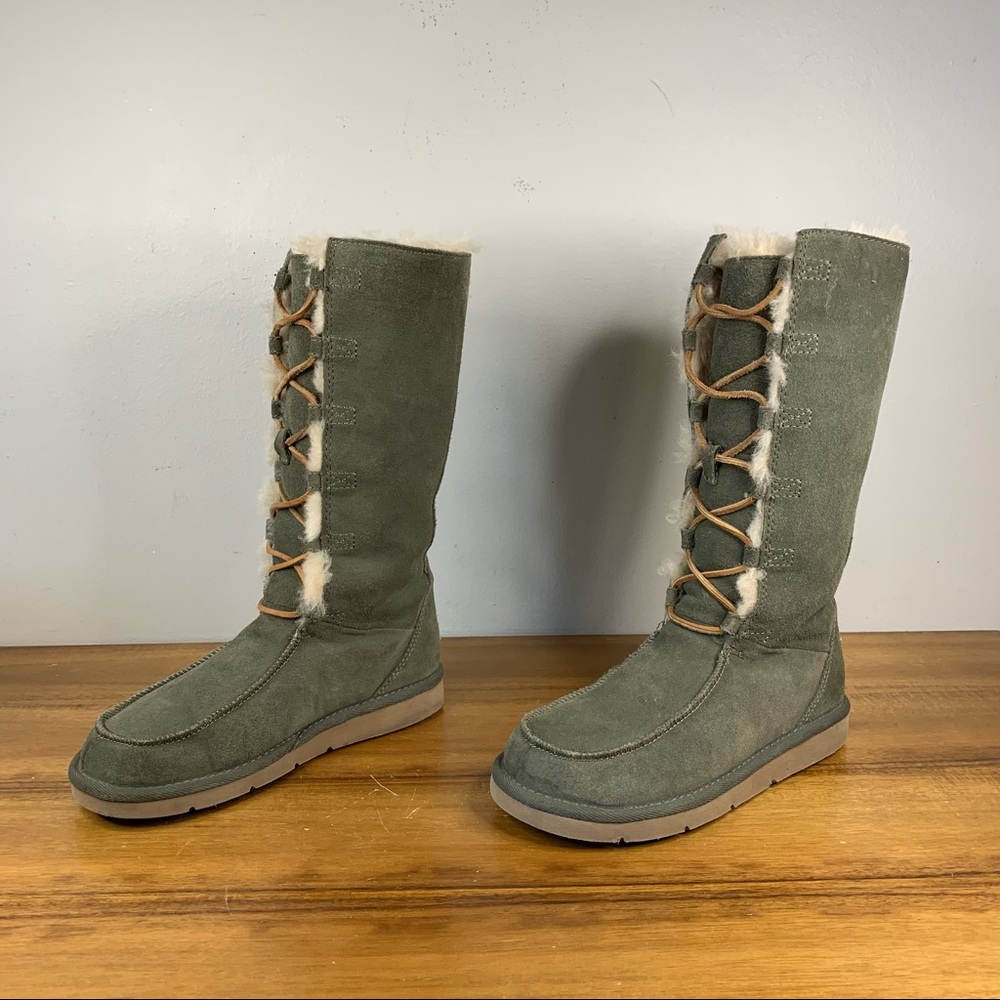 UGG Whitley Olive Green Tall Shearling Boot Size 6 - Picture 3 of 10